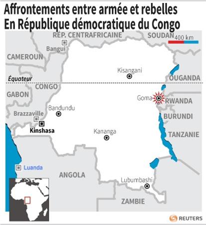 Affrontements entre armée et rebelles près de Goma, en RDC