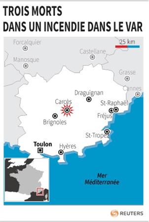 Trois morts, dont deux enfants, dans un incendie dans le Var