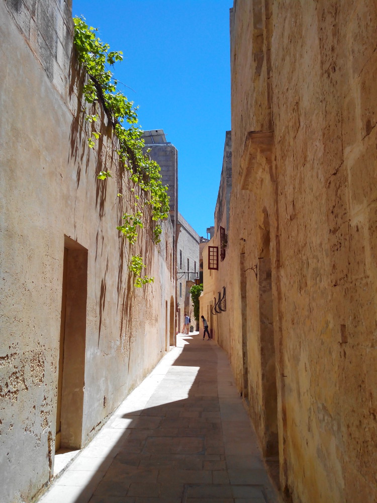 Rue typique de Malte. On retrouve partout ce type de rues étroites, avec des maisons de couleur jaune.