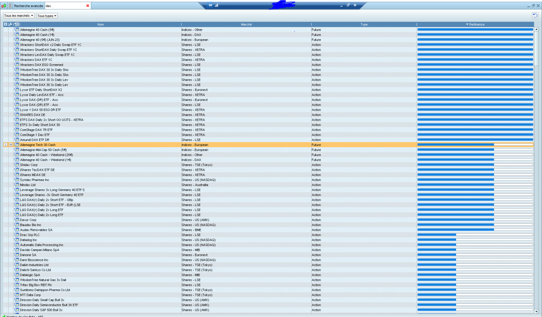 Liste de résultat de recherche sur 'DAX'