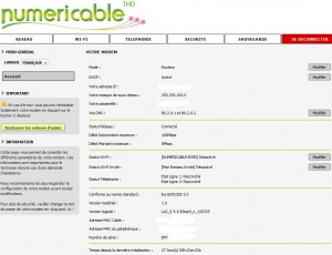 Tableau de configuration de LaBox de Numéricable