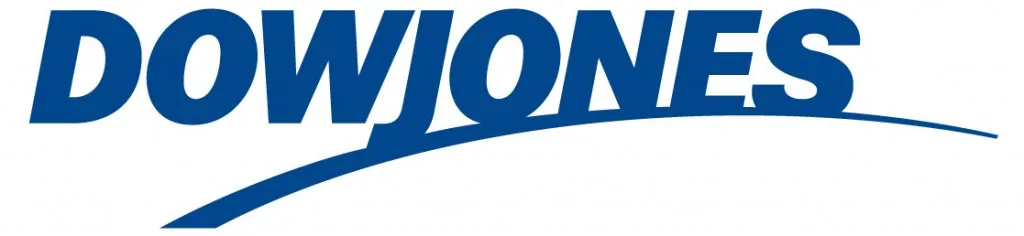 Logo bleu de Dow Jones, société à l’origine de l’indice
