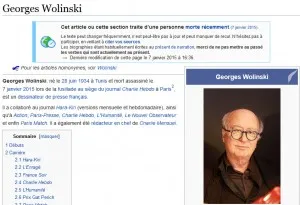 Georges Wolinski et Wikipedia