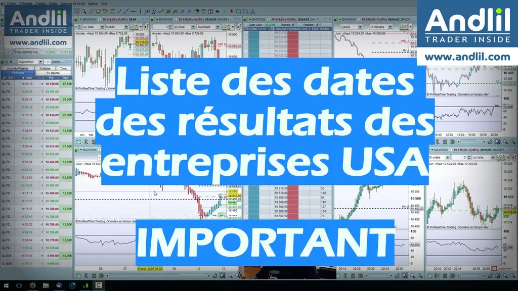 liste des résultats des entreprises américaines important