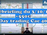 Débriefing Trading Cac 40 Dow Jones 30 et Nasdaq +550€
