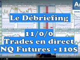 Trades en direct sur le futures Nasdaq 100 durant le débriefing de la journée