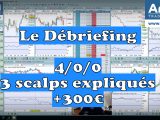 3 scalps d'expliqués +300€ en 15 minutes - Débriefing Trading Bourse