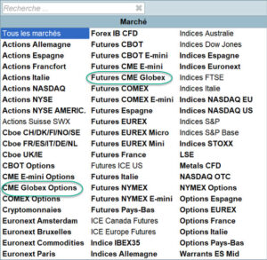CME Futures et Options Globex