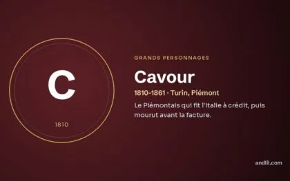 Cavour (1810-1861 · Turin, Piémont), fiche du guide des grands personnages de l’histoire