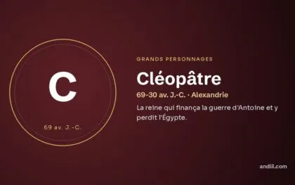 Cléopâtre (69-30 av. J.-C. · Alexandrie), fiche du guide des grands personnages de l’histoire