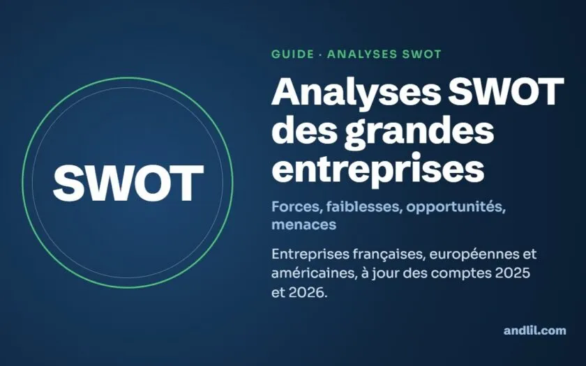 Analyses SWOT des grandes entreprises : Entreprises françaises, européennes et américaines, à jour des comptes 2025 et 2026.