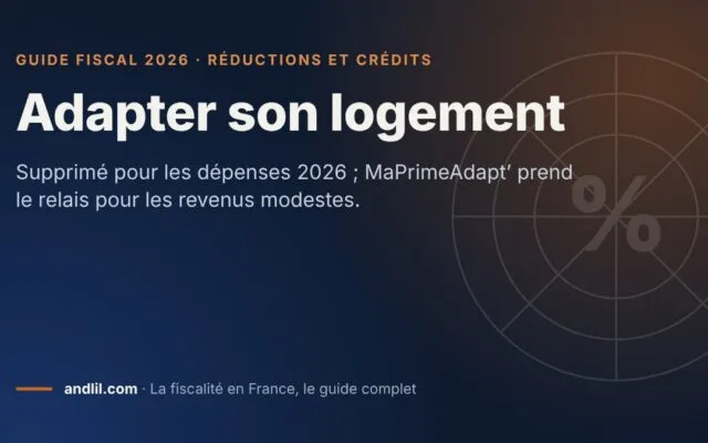 Adapter son logement, fiche du guide fiscal 2026 d’andlil sur fond bleu nuit