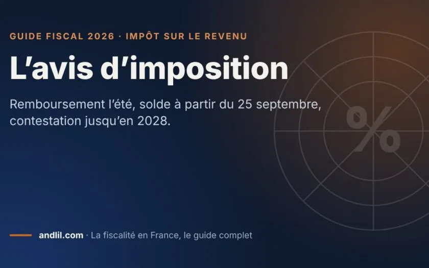 L’avis d’imposition, fiche du guide fiscal 2026 d’andlil sur fond bleu nuit