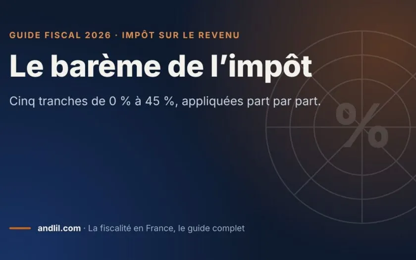 Le barème de l’impôt, fiche du guide fiscal 2026 d’andlil sur fond bleu nuit
