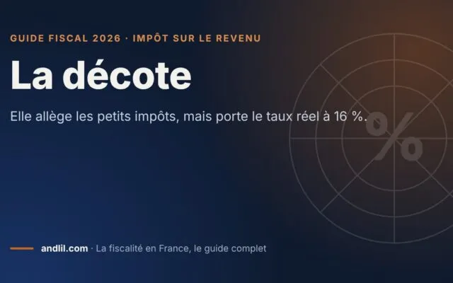 La décote, fiche du guide fiscal 2026 d’andlil sur fond bleu nuit