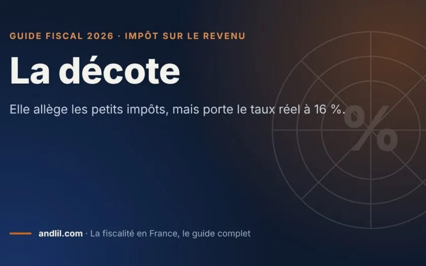 La décote, fiche du guide fiscal 2026 d’andlil sur fond bleu nuit