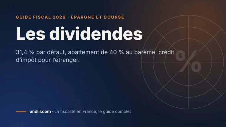 Les dividendes, fiche du guide fiscal 2026 d’andlil sur fond bleu nuit