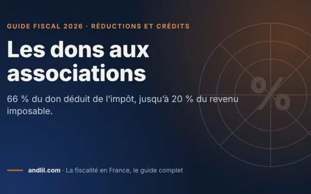 Les dons aux associations, fiche du guide fiscal 2026 d’andlil sur fond bleu nuit