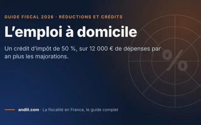 L’emploi à domicile, fiche du guide fiscal 2026 d’andlil sur fond bleu nuit