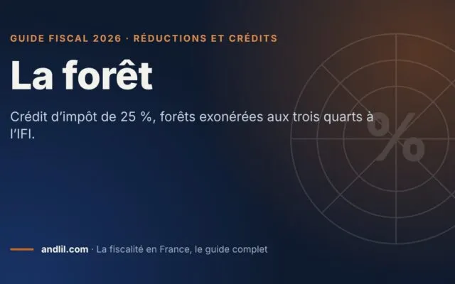 La forêt, fiche du guide fiscal 2026 d’andlil sur fond bleu nuit