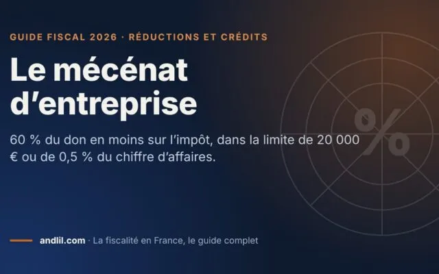 Le mécénat d’entreprise, fiche du guide fiscal 2026 d’andlil sur fond bleu nuit