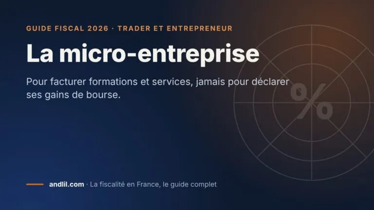 La micro-entreprise, fiche du guide fiscal 2026 d’andlil sur fond bleu nuit