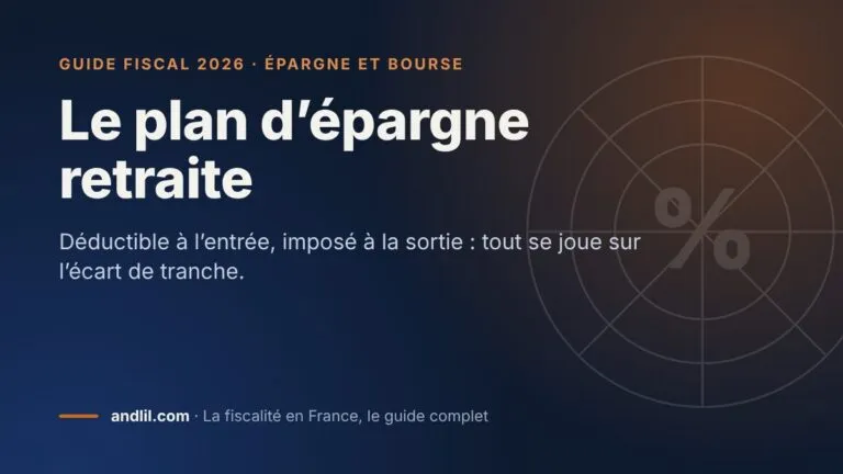 Le plan d’épargne retraite, fiche du guide fiscal 2026 d’andlil sur fond bleu nuit