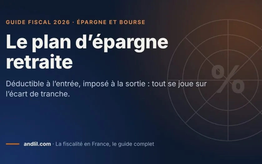 Le plan d’épargne retraite, fiche du guide fiscal 2026 d’andlil sur fond bleu nuit