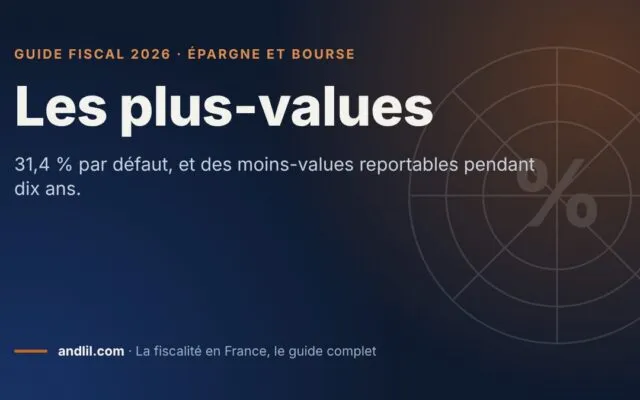 Les plus-values, fiche du guide fiscal 2026 d’andlil sur fond bleu nuit