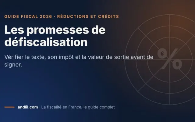 Les promesses de défiscalisation, fiche du guide fiscal 2026 d’andlil sur fond bleu nuit