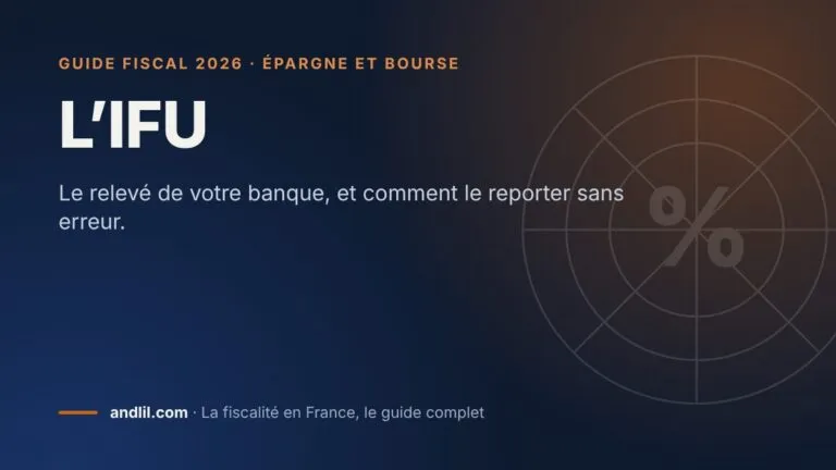 L’IFU, fiche du guide fiscal 2026 d’andlil sur fond bleu nuit