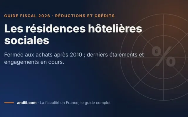 Les résidences hôtelières sociales, fiche du guide fiscal 2026 d’andlil sur fond bleu nuit