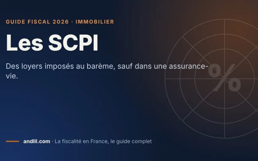 Les SCPI, fiche du guide fiscal 2026 d’andlil sur fond bleu nuit