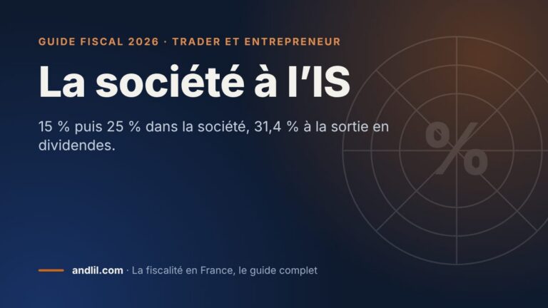La société à l’IS, fiche du guide fiscal 2026 d’andlil sur fond bleu nuit