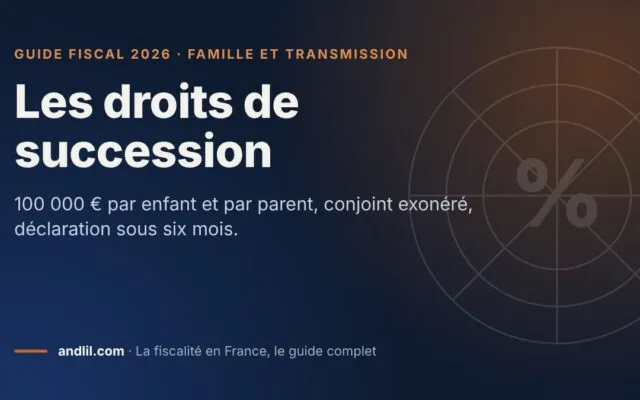 Les droits de succession, fiche du guide fiscal 2026 d’andlil sur fond bleu nuit