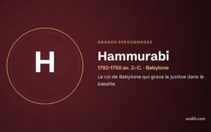 Hammurabi (1792-1750 av. J.-C. · Babylone), fiche du guide des grands personnages de l’histoire
