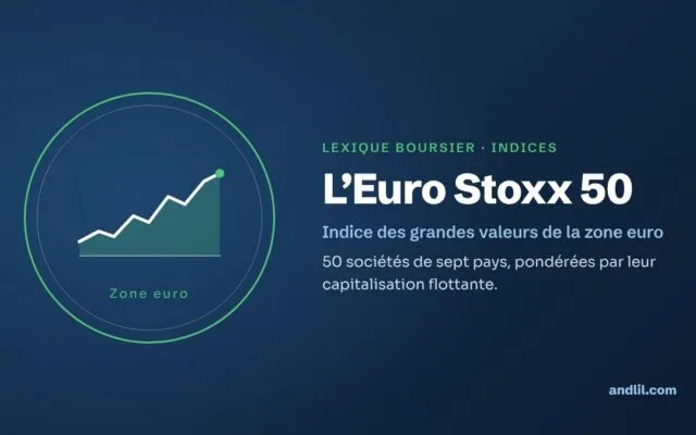 L’Euro Stoxx 50 : indice des grandes valeurs de la zone euro, 50 sociétés de sept pays pondérées par leur capitalisation flottante