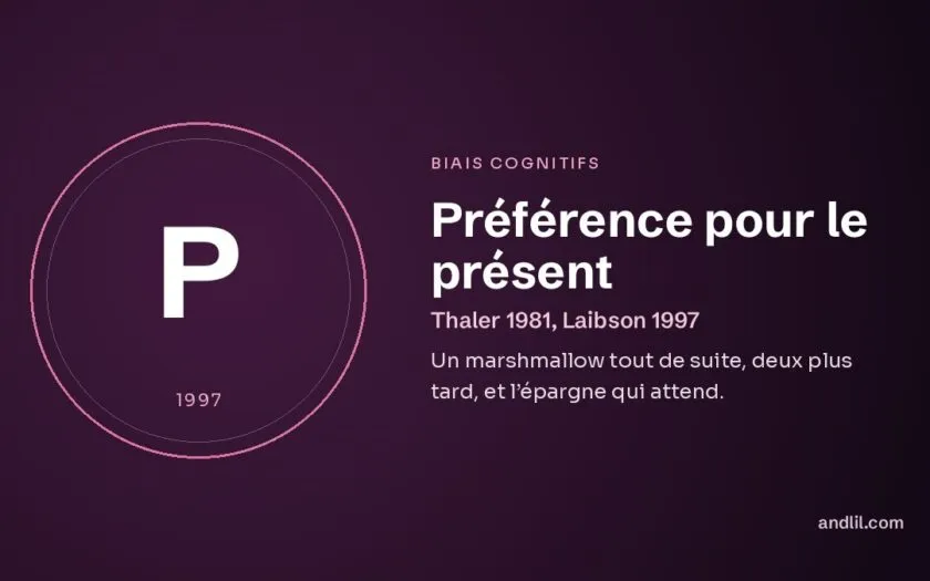 Préférence pour le présent : Un marshmallow tout de suite, deux plus tard, et l’épargne qui attend