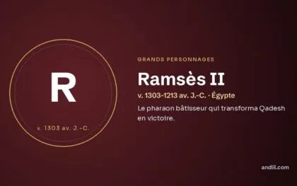 Ramsès II (v. 1303-1213 av. J.-C. · Égypte), fiche du guide des grands personnages de l’histoire