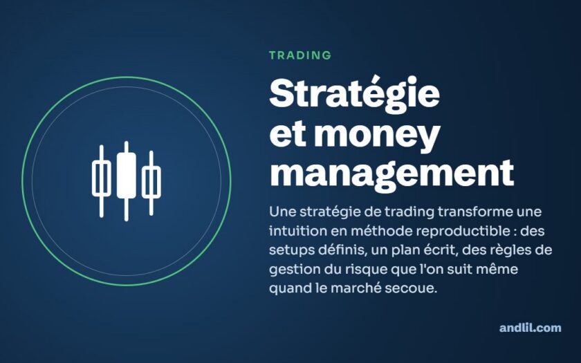 Stratégie et money management : Une stratégie de trading transforme une intuition en méthode reproductible : des setups définis, un plan écrit, des règles de gestion du risque que l'on suit même quand le marché secoue.