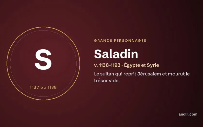 Saladin : Le sultan qui reprit Jérusalem et mourut le trésor vide