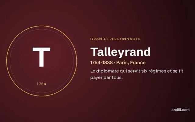 Talleyrand : Le diplomate qui servit six régimes et se fit payer par tous